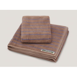 BONGUSTA - Naram badehåndklæde, camel/ultramarine blue