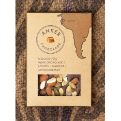 Anker Chokolade - 100 g plade - Ecuador 70% mørk chokolade/abrikos/mandler/græskarkerner