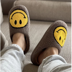 Smiley Slippers, brun/gul